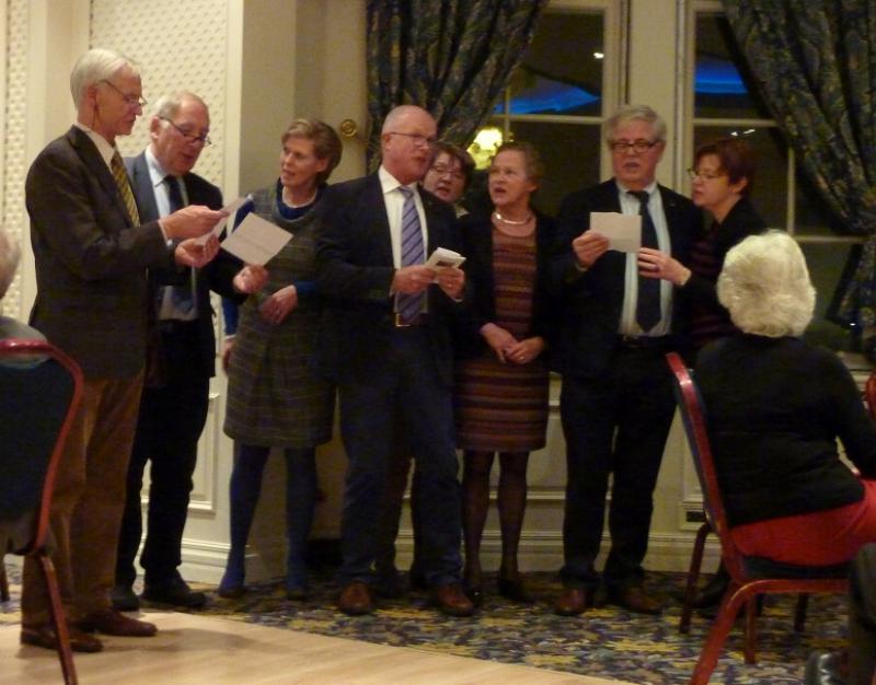 DEC 2013 Visitors from Enschede, Holland - Harry, Henk, Corrie, Rob, Harriet, Cecile, Andre and Liesbeth join to sing together