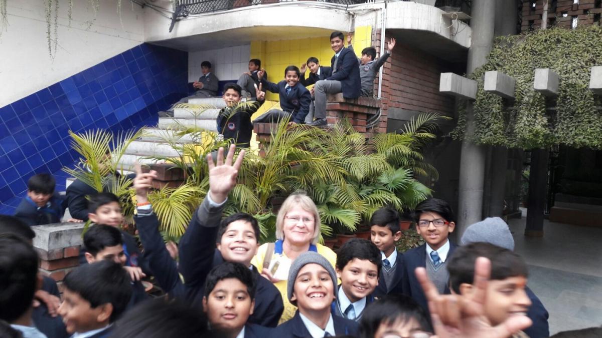 January 2017 Amritsar National Immunisation Day - Rtn. Gill with school children before the walk around the streets to make people aware of the Polio Day.