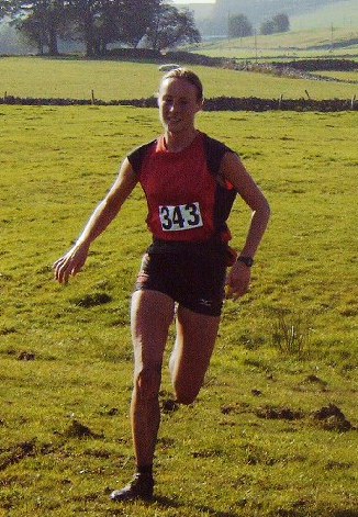 Buxton Rotary Windgather Fell Race 2008 - Jackie Lee, Eryri Harriers, first lady home in 1.55:10 - exactly the same time she set for the ladies' record in 2007