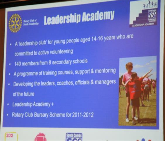 Oct 2011 Speakers Claire McDonnell and Claire Roe South Cambs SSP -Leadership Academy Bursary Scheme and Mini Olympics - 