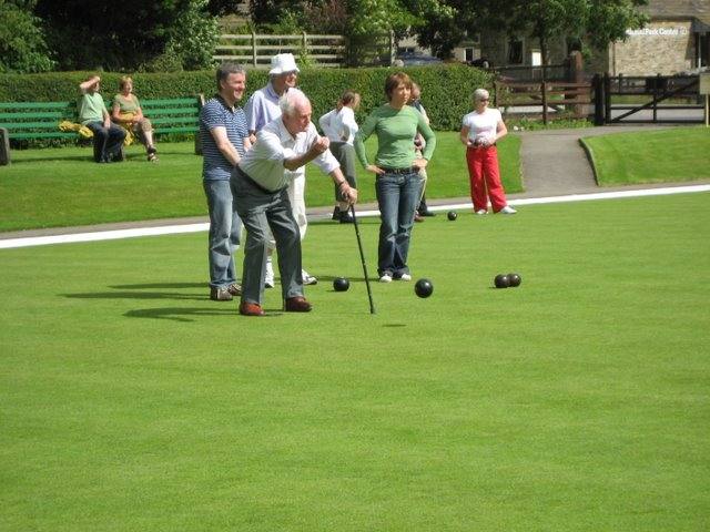 Annual Bowls Match -  Norman Turner shows that you are never too old to play, even at 97