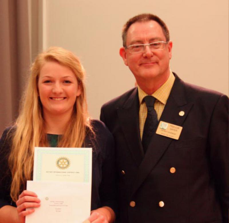 Feb 2013 District 1080 Final for Rotary Young Musician 18.30 at The Leys School - Isobel with Rotary District Governor Trevor Sayer