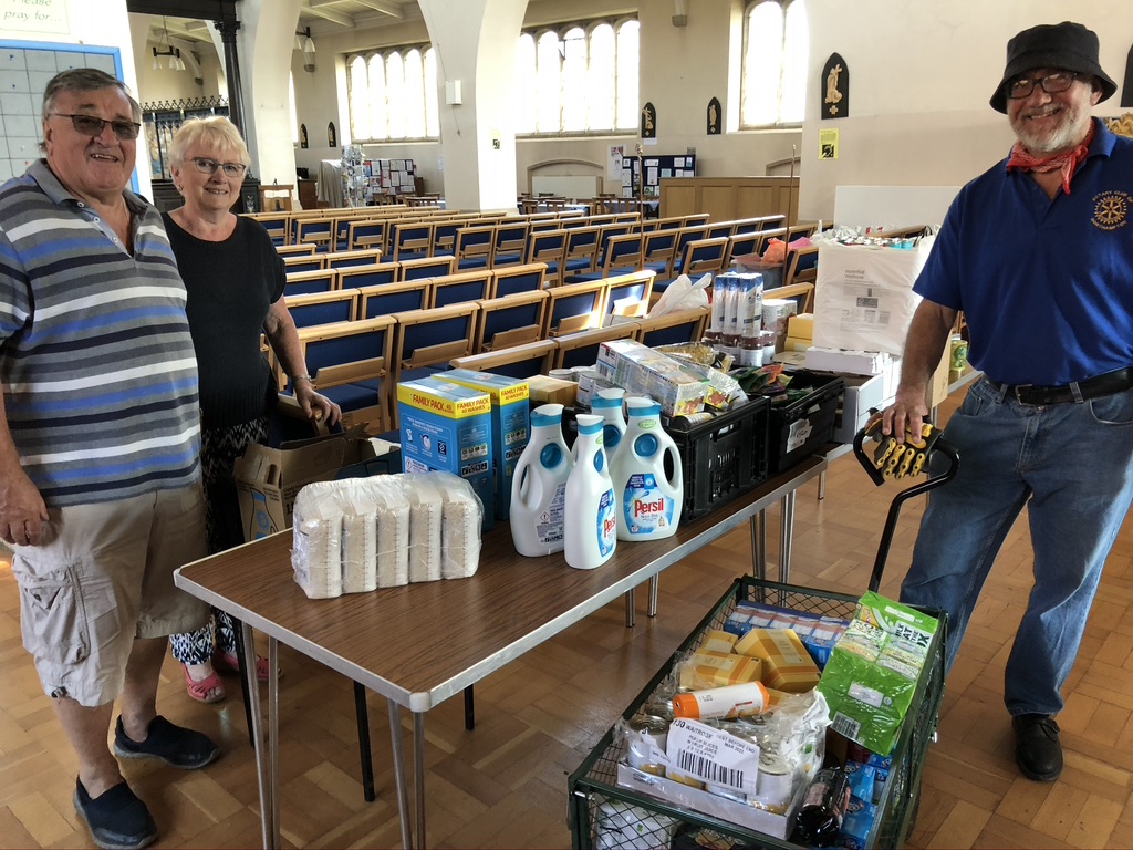 Support for Local Food Banks - with grateful volunteers