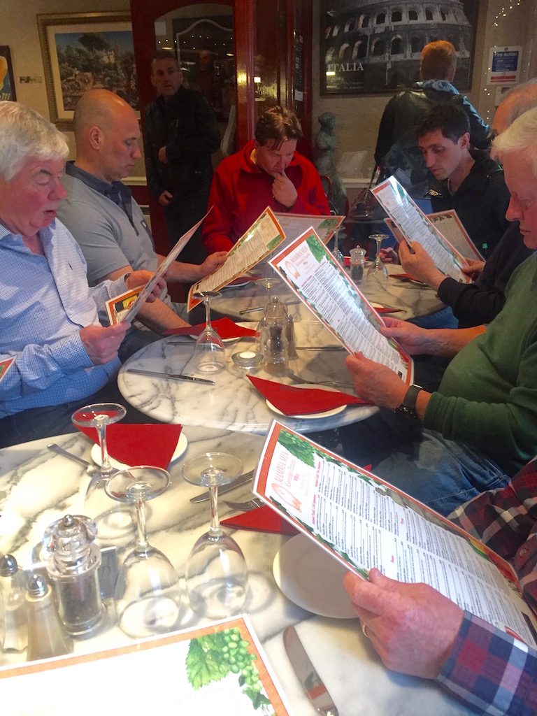 Kirkham Rotary coast to coast ride 2016 - First day over. Italian meal at Mamma Mia's in York.