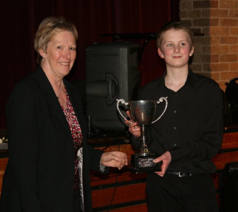 South Cotswolds Rotary Young Musician Competition 2014 Finals - Joan Norris present the trophy to Jed