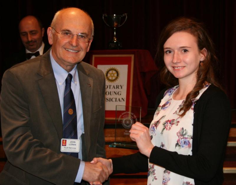 Young Musician Final - Presentation of 3rd prize from Rotary District Youth Chairman, John Loran