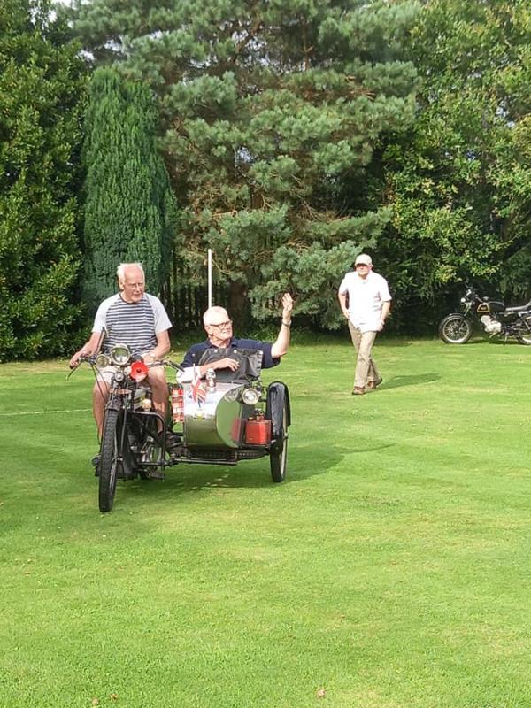 Bat and Trap Challenge afternoon - Trust Kevin Winzer  to be one of those enjoying the ride in the sidecar.