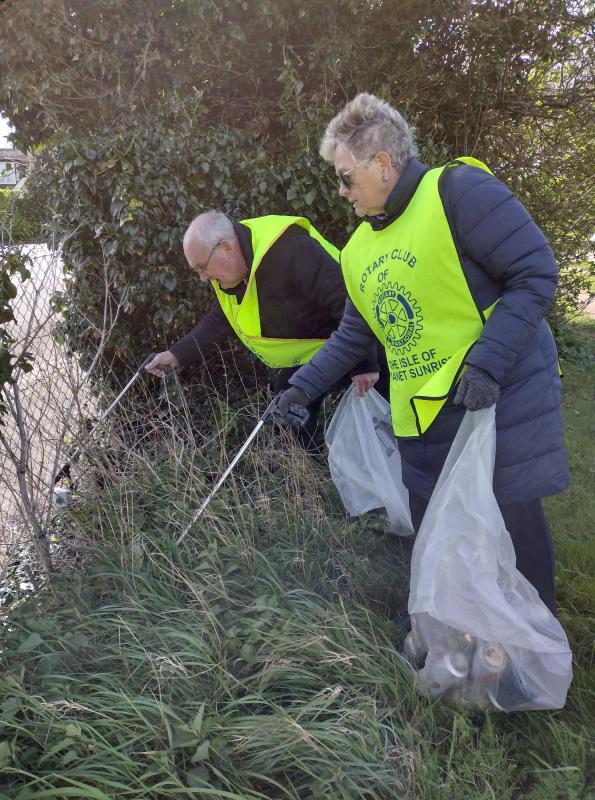 Club Members litter picking in Domneva Road (and some side roads) outside Westgate and BIrchington Golf Club  which we use for our meetings. - 