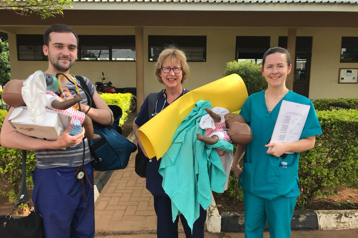 Ngora Freda Carr Hospital - March 2018 - Ian, Claire and Kate with the training kit