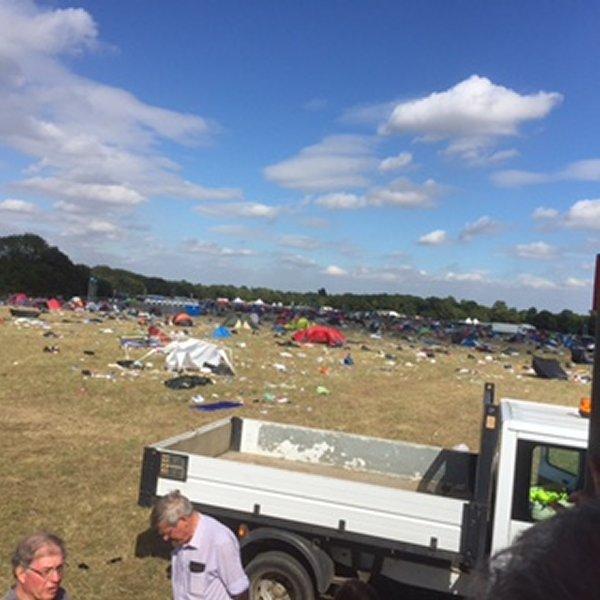 V Festival Clear Up at Hylands Park Aug 2022 - Field of devastation