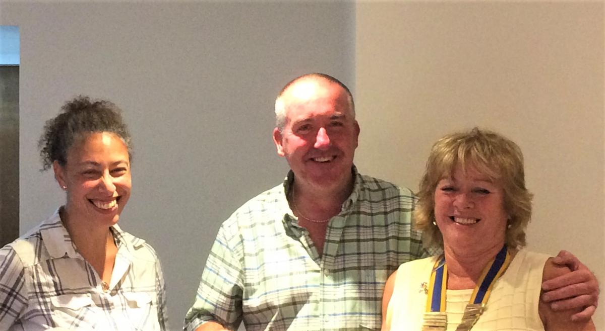 Two more members for Llandudno Rotary - Sarah Kennedy-Ratcliffe (l) introduces David Lea (c) to Rotary and to President Rosalind Hopewell (r)