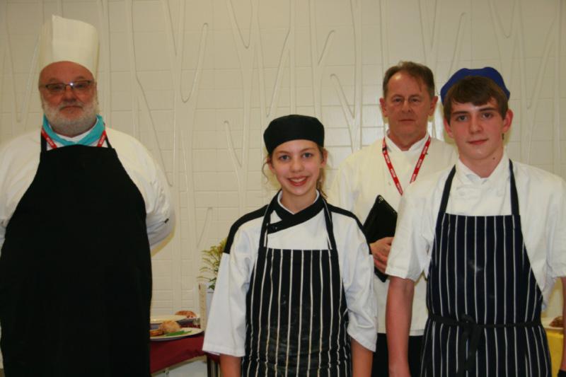 Nov 2013 Rotary Young Chef  - first heat 2013 - 2014 - Judges Alan Darby and Alf Curtis with Jasmine and Ryan