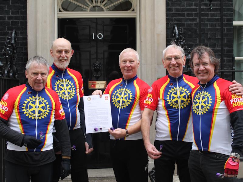 Eradicating Polio - Sittingbourne Invicta members outside 10 Downing Street on Rotary Day 2014