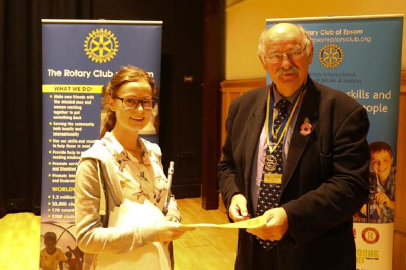 Young Musician Epsom Rotary Heat - Clive Smitheram presents her with a certificate of competing
