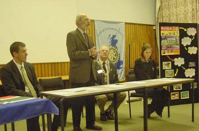 Feb 2012 Comberton Village College Interact Club - RC President explained the link between the sponsoring Rotary Club and the Interact Club together with the objectives expected from the Interactors
