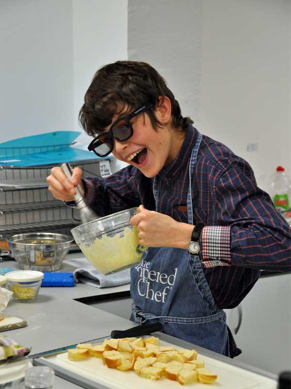 18 January 2014 - local students cook up a storm in Rotary Young Chef Competition - 3rd-place Matthew Smith has some fun with a whisk