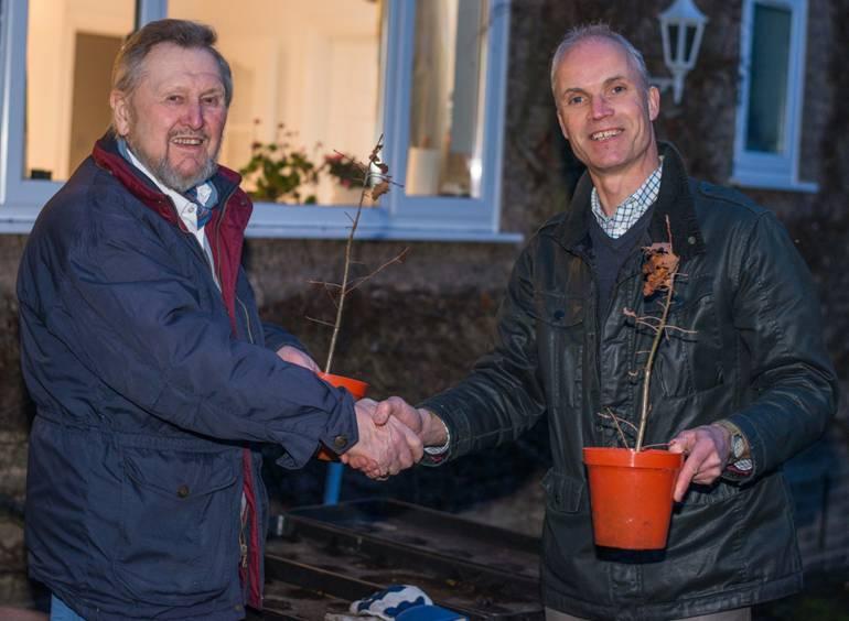 Tribute to Mike Hind-Woodward - Mike donating some of his 'baby' oak trees to Leics. & Rutland Wildlife Trust