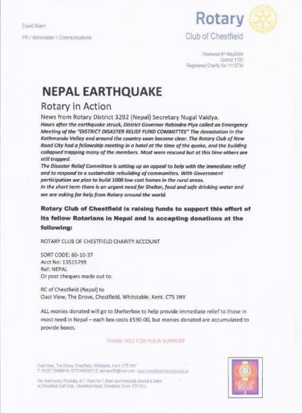NEPAL EATHQUAKE APPEAL - 