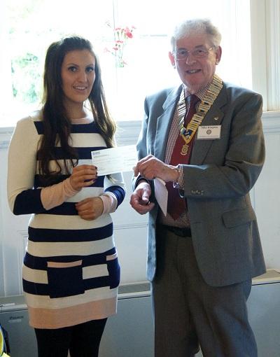2012 Greenock Rotary Disbursements  - President Mike Kimpton presents a cheque to Nicola Gunn, a fundraiser for the  Children