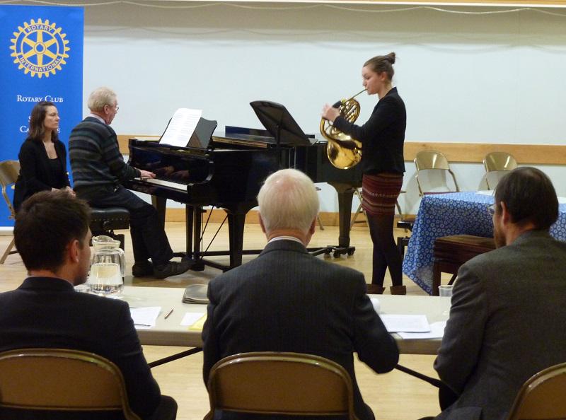Feb 2014 Club Competition Rotary Young Musician 2014 - Our Judges listen carefully to Millie (15yr)