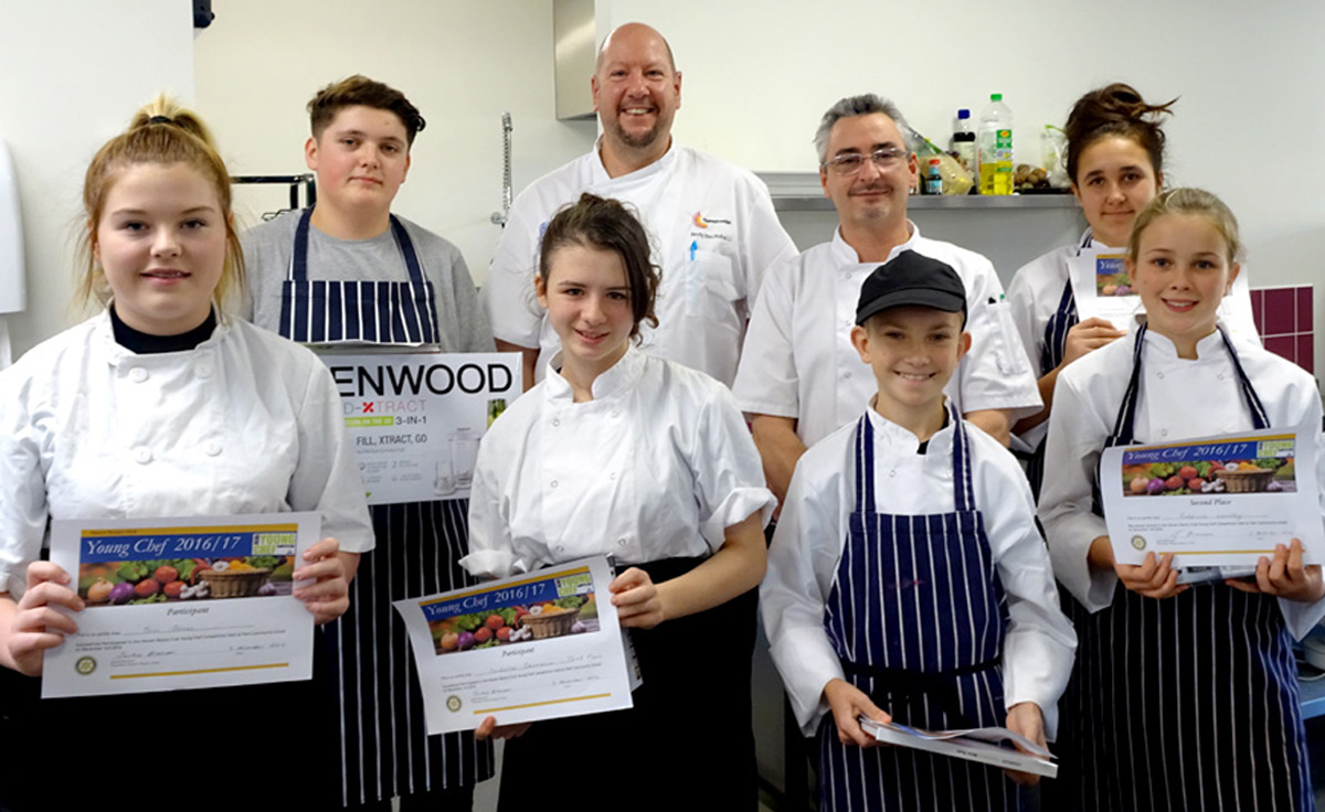  Youth Committee  - Talented youngsters: Rotary's national Young Chef competition is under way. Our picture shows the contestants in our club round held recently with their certificates 
