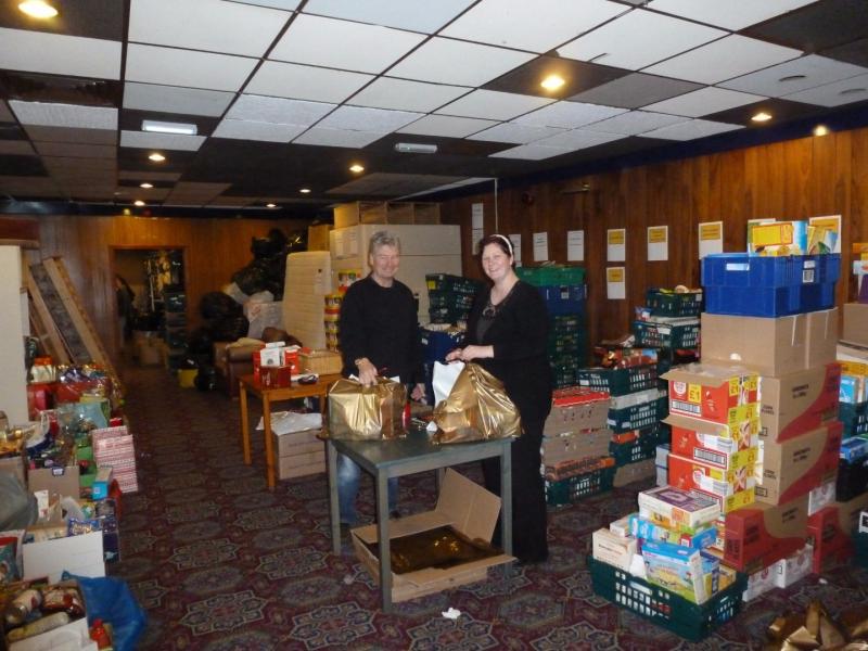 Xmas Hamper Appeal - Volunteers from the club packing the hampers.