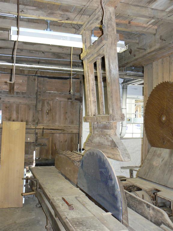 Gayle Mill, Wensleydale -  Mill interior showing part of the saw mill