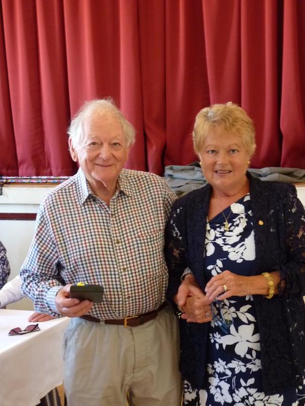 Summer Lunch at Salwayash village hall - President Chrissie presented Derek Clark with a Paul Harris award