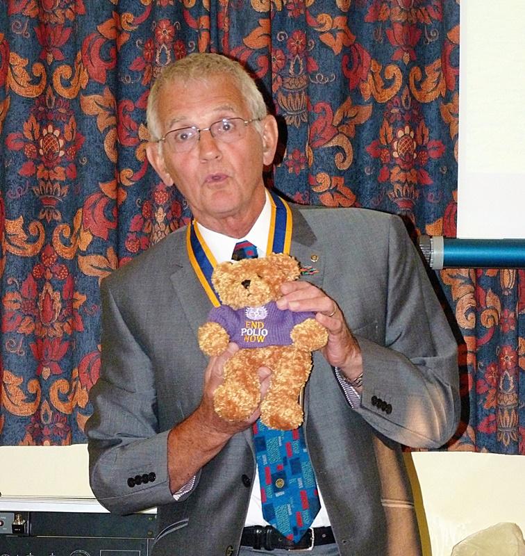 Fred Bear raising awareness and funds to end polio - 