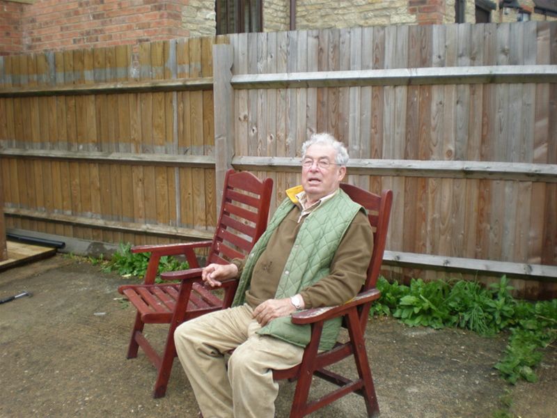 Oakfield's Homestead - Tony Hall 'taking five' and checking out the new patio furniture