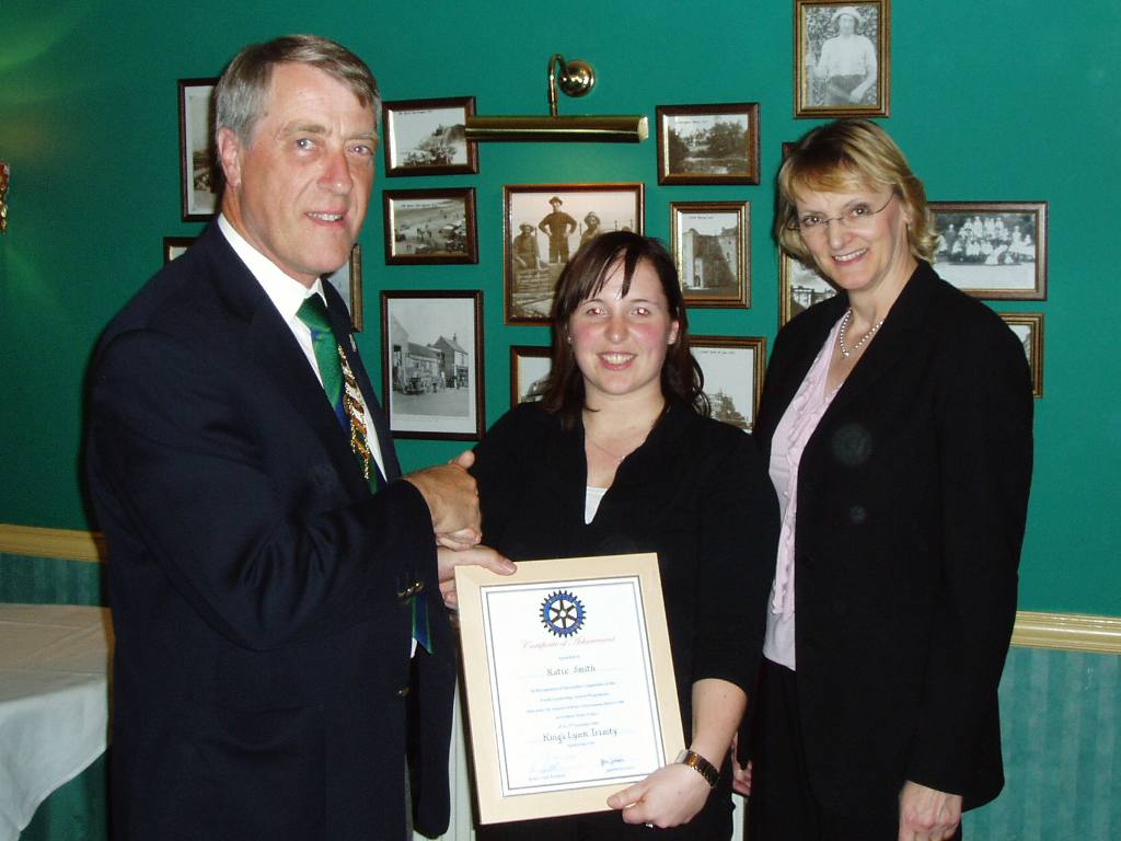 Club Presentations - Katie Smith presented with her RYLA Certificate by Bob Foster and Liz Tollit