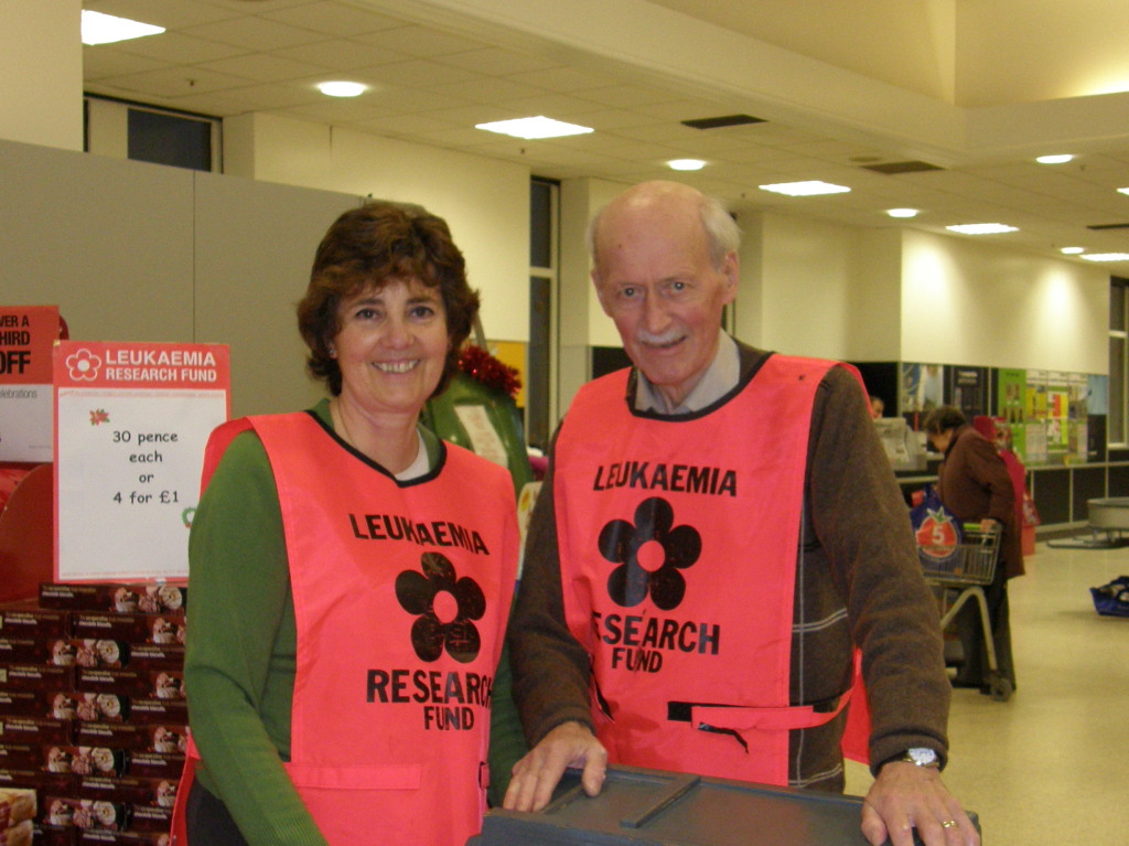 Leukaemia Fund Raiser - John and Olga head the bag packers in an annual fundraiser at the local Co-Op supermarket.