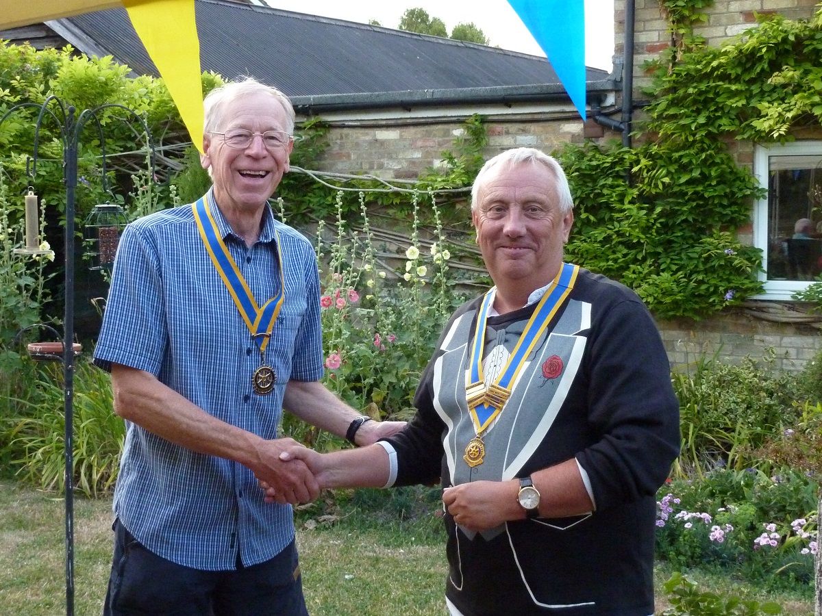 July 2022  Annual HANDOVER Party - BYO BBQ Harlton - The PE chain passes from David to Mike