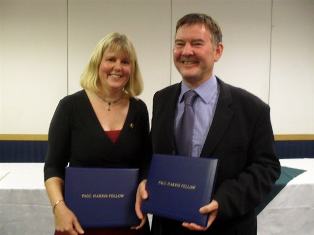 PHF awards to Mr & Mrs Dorricott - Alison and David Dorricott holding their PHF awards which they received on 8th December, 2010