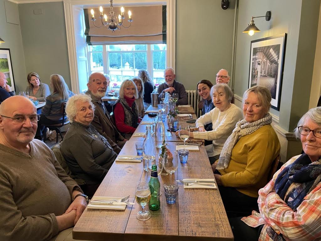 Fellowship - The snowdrops are out at Painswick Rococco Gardens, and members of your Rotary Club, family and friends, paid a visit, followed by lunch at the Falcon Inn.