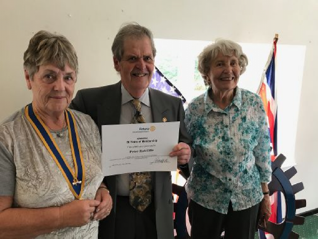 Wigan Rotary Club acknowledges Fifty Years of Service - Peter thanks his wife for her support