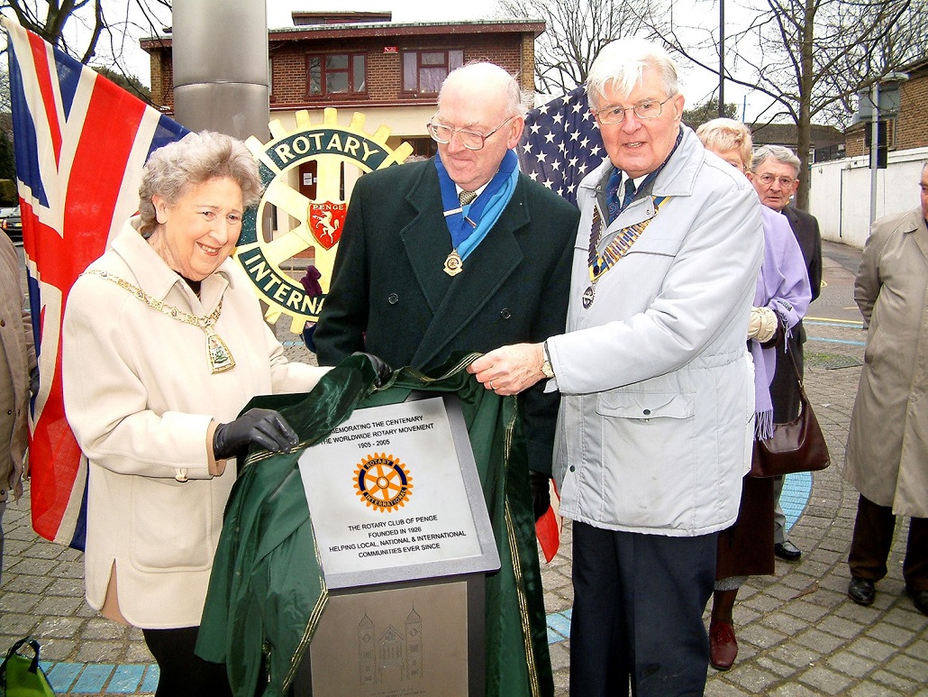 History of Penge Rotary Club - Structure erected in Penge High Street by Penge Rotary Club celebrating 100 years of Rotary worldwide.
