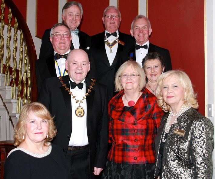 60th Charter Dinner - Going round from left to right, Annabella Melville, Provost Robert Moran, Bob Burns, Norman Drummond, Kenny Melville, Richard Lees, Jocelyn Lees, Isabel Lind and Anne Hill.