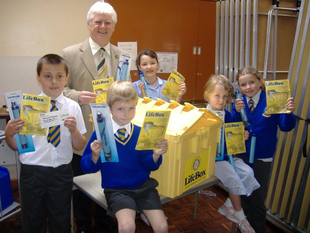 Disaster Aid Effort - Rotary Club of Buxton - After a safe-water talk, St Anne's Primary  collect for LifeStraws and LifeBox