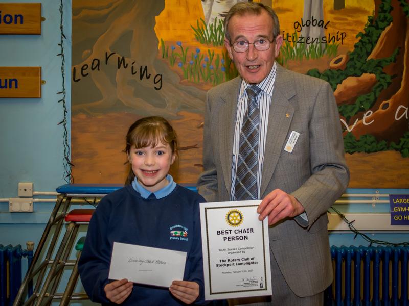 Youth Speaks 2015 - Best Chairperson Rebecca, from Broadstone Hall Primary School.