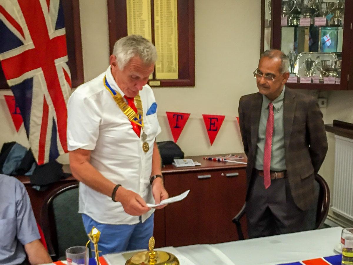 Queen's Birthday Celebration - Richard inducted Ashok as our latest member