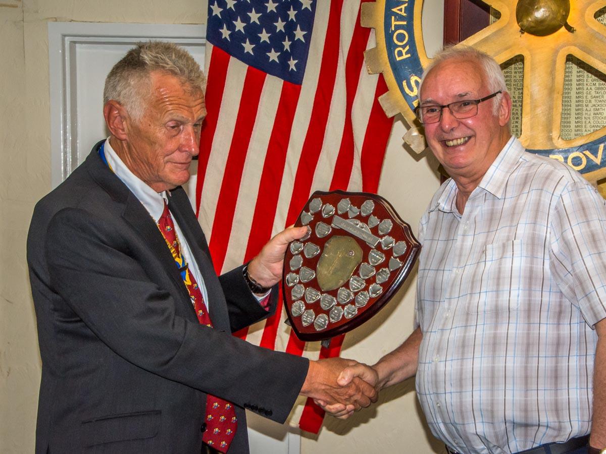 Club Assembly - Bill Caldwell was awarded the Attendance Shield for last year.