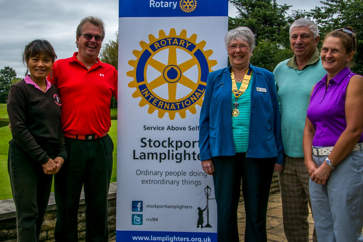 Charity Golf Day - President Linda welcomes Mark and his team.