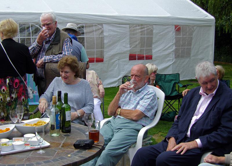 Summer Garden Party - Nan with three empty wine bottles! (photo: John Higginbottom)