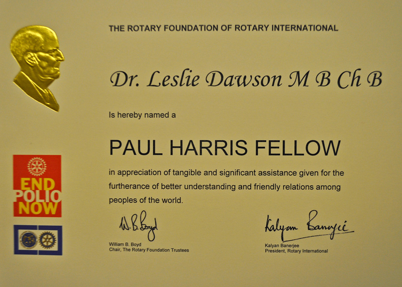 2012 06 06 Paul Harris Award Presentation - The Paul Harris Fellowship certificate