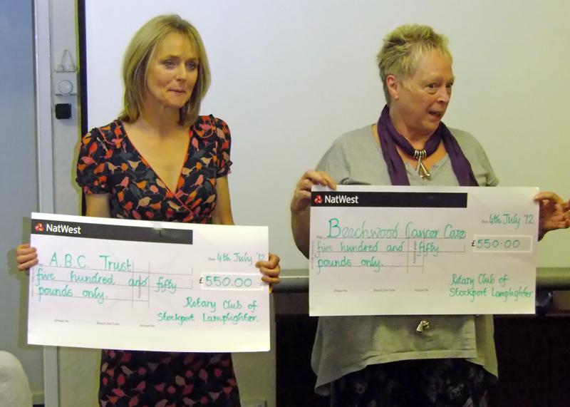 Open night with invited guests. - Dawne, from ABC and Chrissie from Beechwood with their presentation cheques