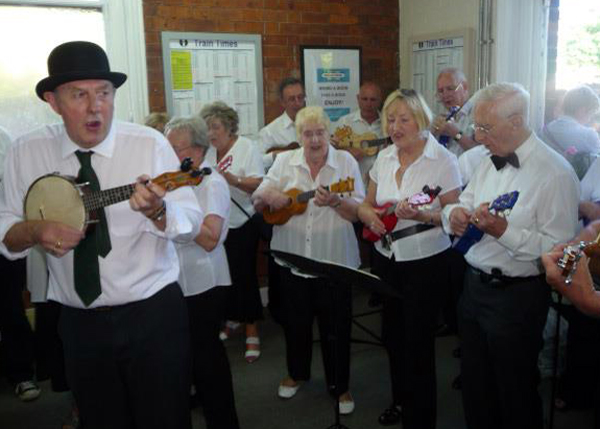2012 05 25 Heaton Chapel Station - Bob and the band entertain the crowds.