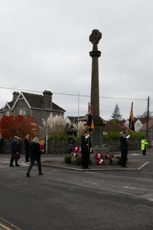 Rememberance Sunday - Club President Ceri Davies laying a wreath in Cheddar.