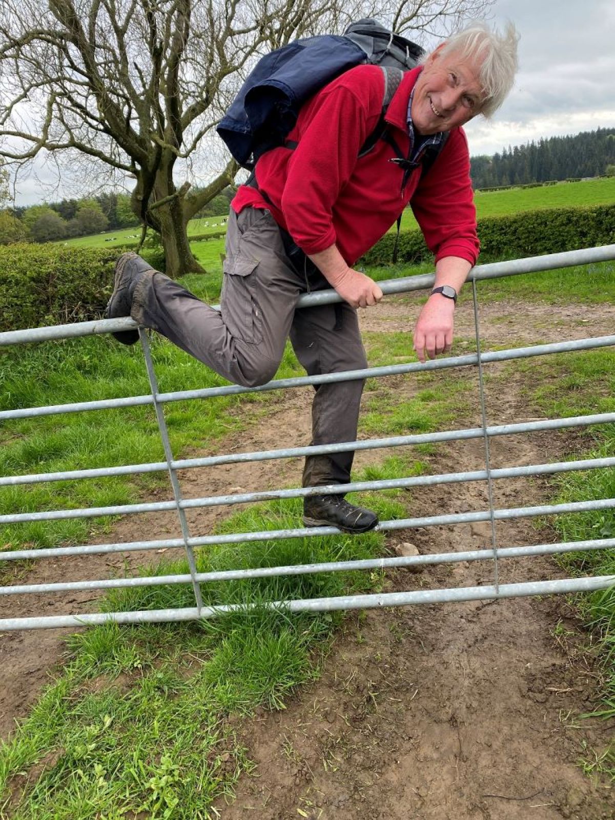 ------Sponsored Walk from Ripon Cathedral to Bradford Cathedral------ Raises £2,100 - Robert climbs a gate