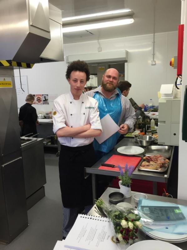 Young Chef 2015 - District Final (27 February 2016) - Jacques and his teacher Paul Giles-Phillips prior to cooking commenced